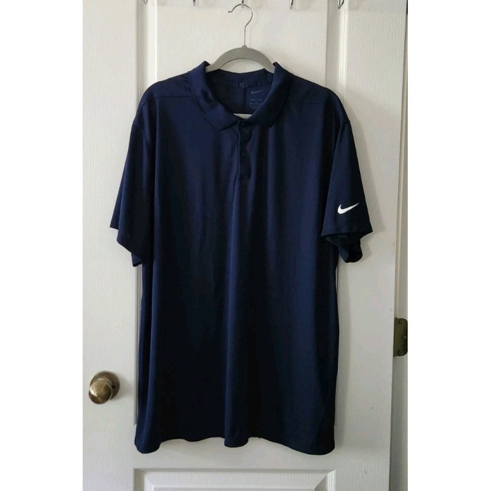 Nike Golf Dri-Fit Mens Solid Polo College Blue Short Sleeve Lightweight Size XXL